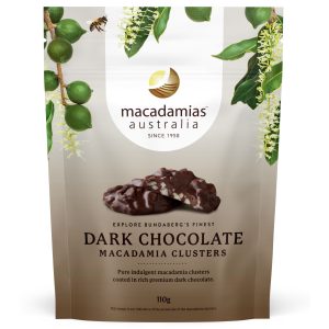 Macadamias Australia Dark Choc Clusters 110g 8/ctn