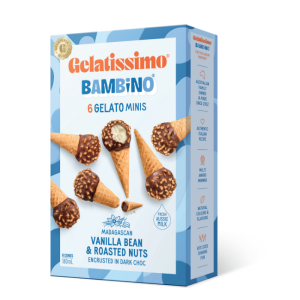 Gelatissimo Bambino Minis - Vanilla Bean & Roasted Nuts 6-pack 180ml  (10/ctn)